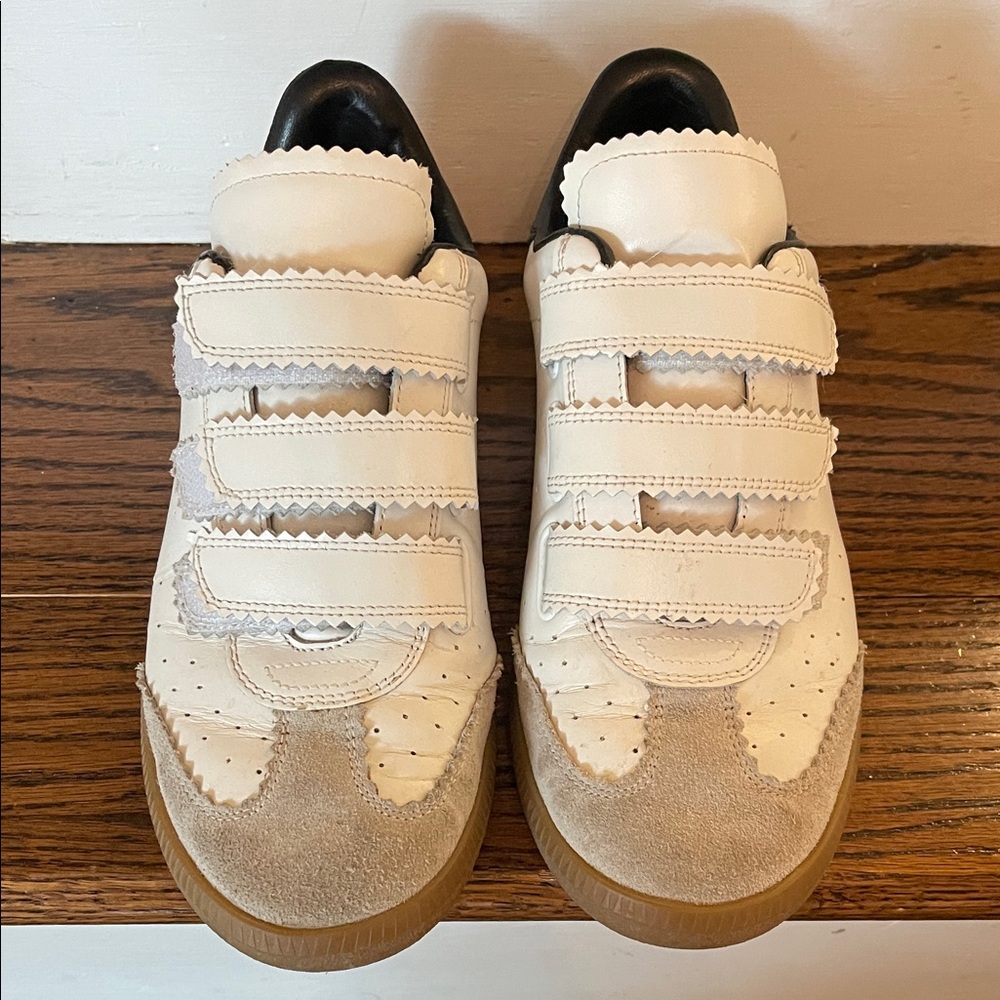 Isabel Marant White and Tan Sneakers